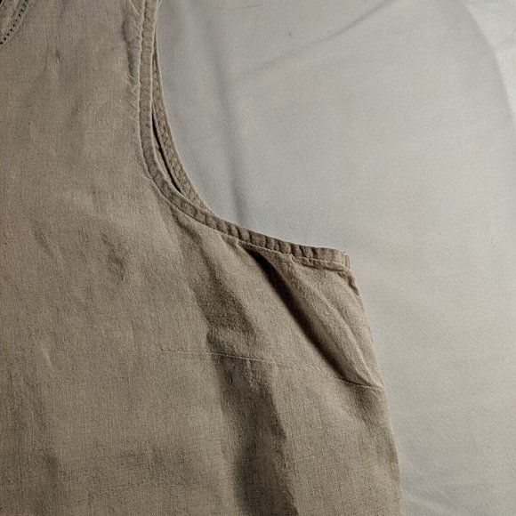 L.L. Bean ll Vintage Peasant Tank Woven top Women's size large L tan white beige - Picture 4 of 14